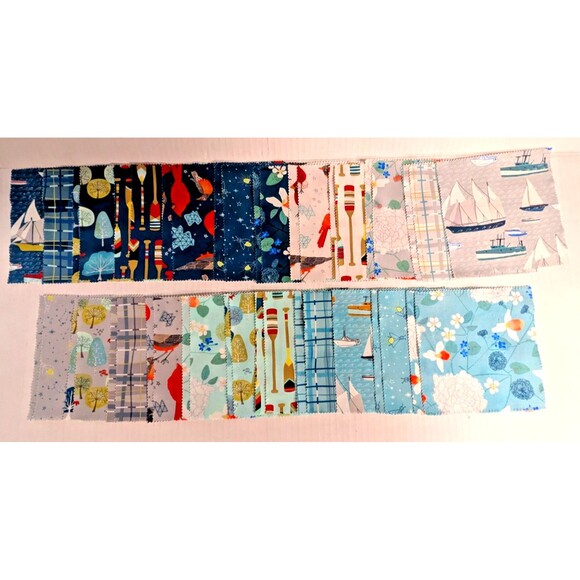 Moda Lakeside Story 42 5-in Charm Precut Fabric Quilt Squares Fishing Boat Theme - Picture 4 of 9